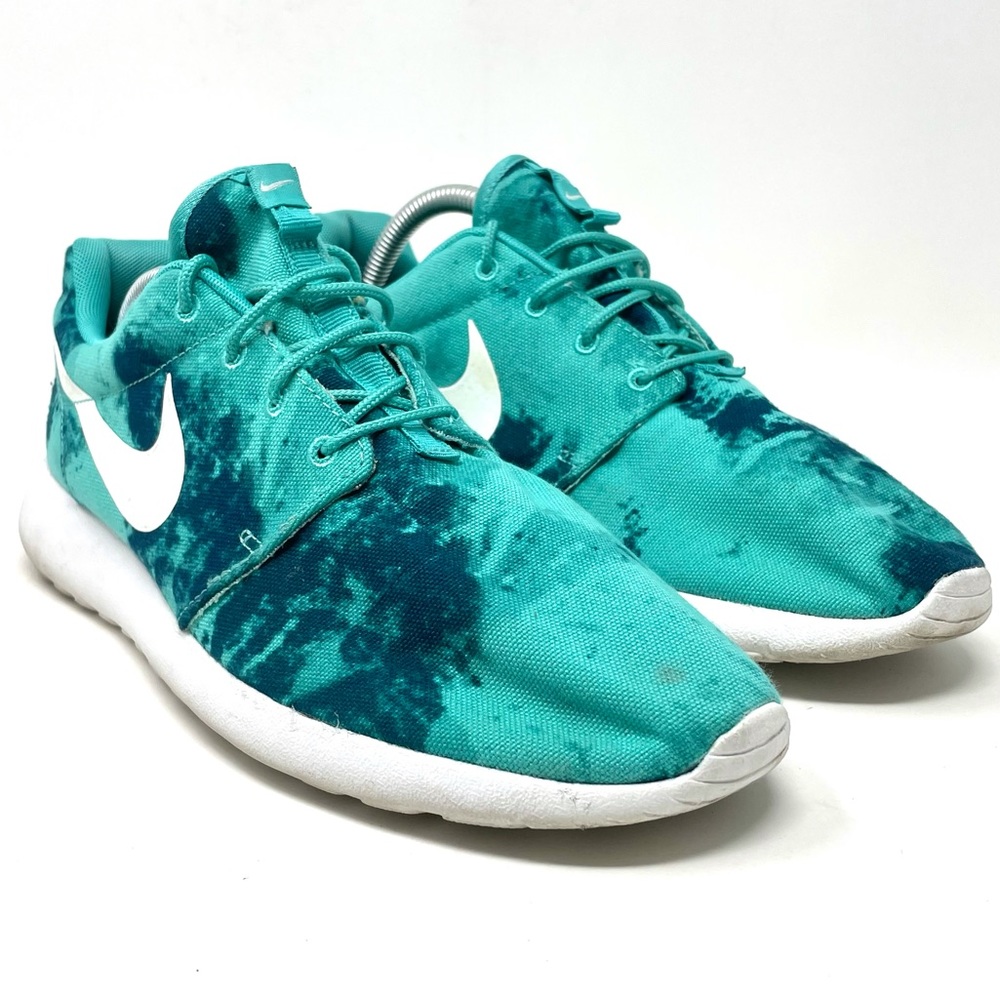 Nike Rosherun Print Sneakers Teal White Womens 9 - Picture 2 of 8